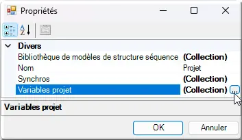 Propriétés Variables projet